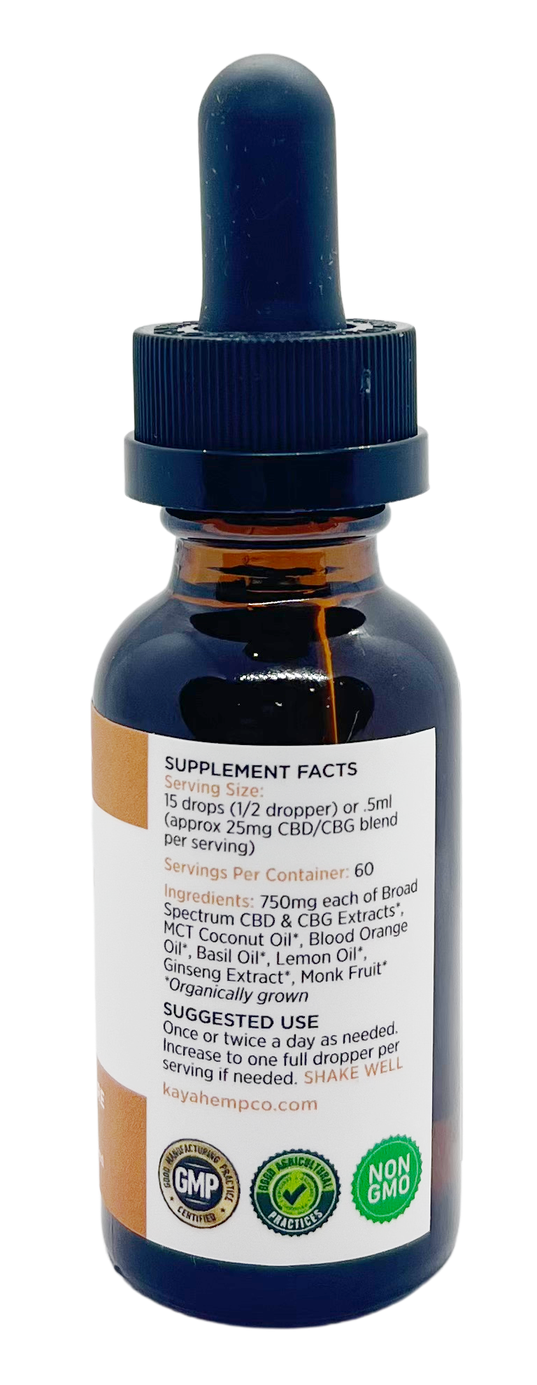 Kaya Hemp Co. CBD & CBG Focus Drops - Blood Orange Basil Flavor image 3