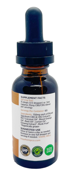 Kaya Hemp Co. CBD & CBG Focus Drops - Blood Orange Basil Flavor image 3