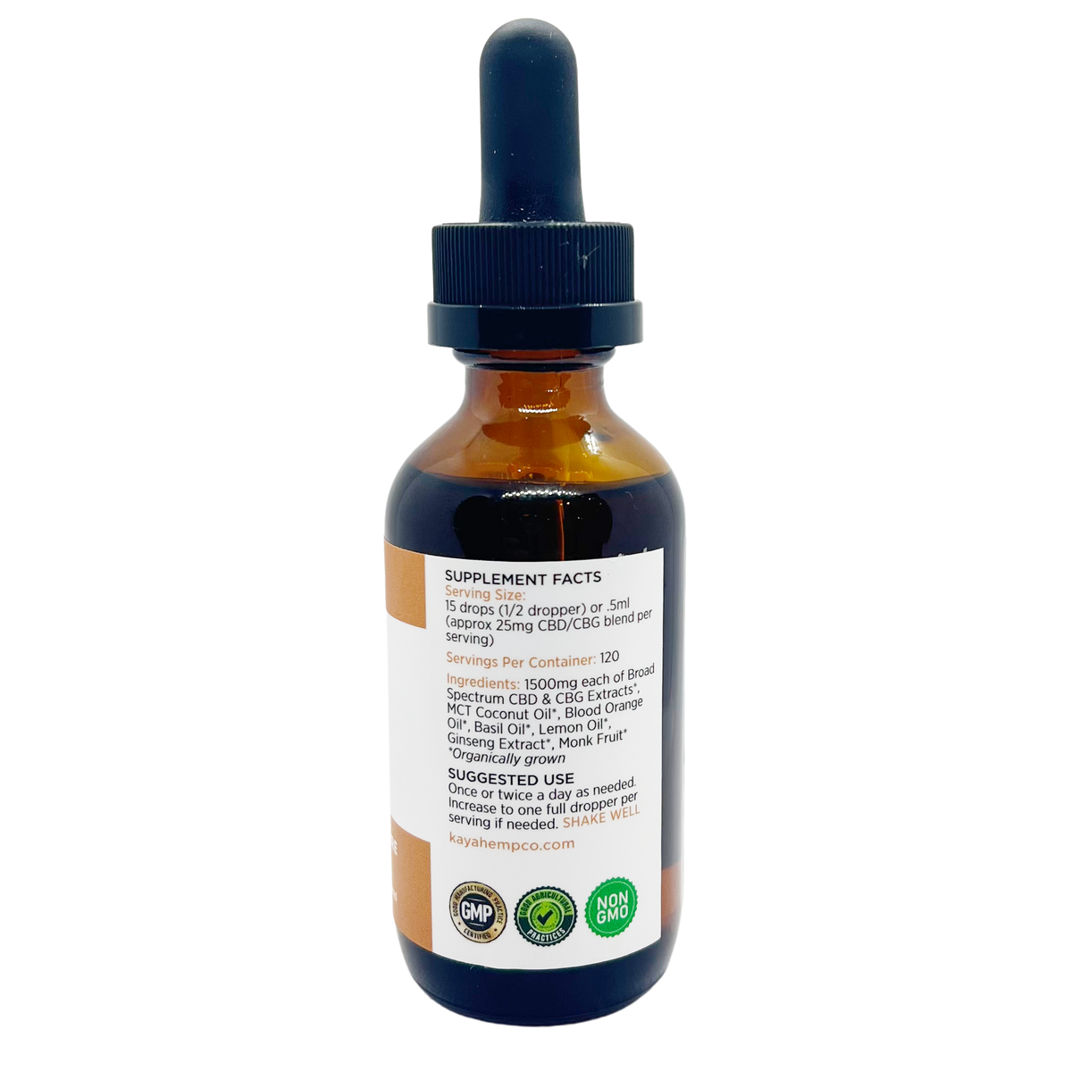 Kaya Hemp Co. CBD & CBG Focus Drops - Blood Orange Basil Flavor image 1